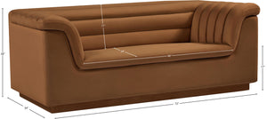 Cascade Saddle Velvet Fabric Loveseat 192Saddle-L Meridian Furniture