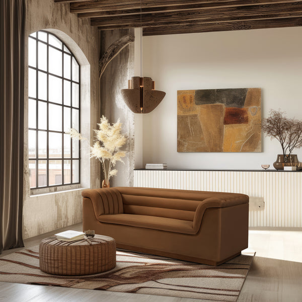 Cascade Saddle Velvet Fabric Loveseat 192Saddle-L Meridian Furniture