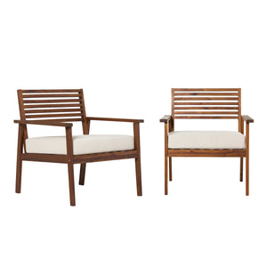 Modern Outdoor Zander Club Chair Set of 2 - Stylish Dark Brown Acacia Wood for Your Patio Retreat