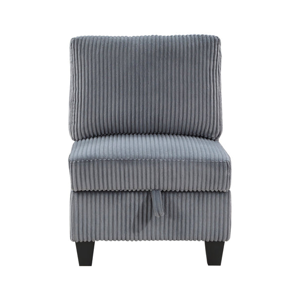 English Elm Modern Armless Chair with Hidden Storage Corduroy Upholstery Modular Accent Seat for Living Rooms Dark Gray 26 L x 29 W x 15.75 H B011P206268
