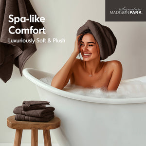 JLA Home Madison Park Signature - Ultra-Soft 100% Cotton Towels | 800 GSM Plush Spa-Quality Set with Antimicrobial Finish, Oeko‑Tex Safe Brown MPS73-196