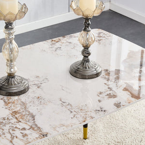 English Elm Table And Chair Set - Elegant 4-Seater Sintered Stone Dining Table With White Pu Chairs For Comfort W1151S04206-GIGA