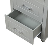 English Elm Tall Bathroom Storage Cabinet, Freestanding Storage Cabinet With Two Drawers and Adjustable Shelf, Mdf Board With Painted Finish, Grey