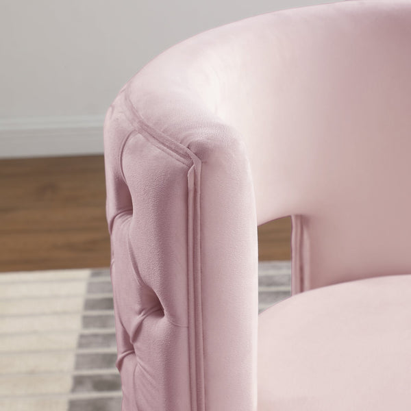 English Elm 360° Velvet Swivel Accent Chair with Hidden Storage, Gold Metal Base, Curved Modern Pink Seat W1420P372917