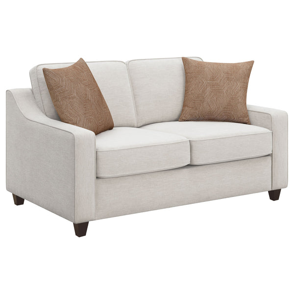 English Elm Mahaffey Beige 2-Piece Sofa and Loveseat Set, Chenille Upholstery, Track Arms, Removable Cushions, Dark Block Legs B062S00841