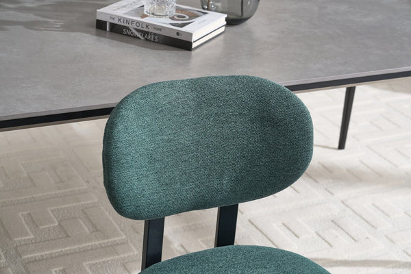 English Elm Modern Boucle Tufted Dining Chairs Set of 2 Mid-century Matte Leg Kitchen Seating Antique Green,Black W3244P296988