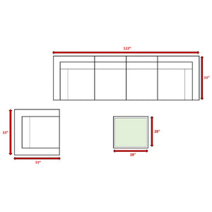 English Elm Fully Assembled 5-Seat Wicker Patio Set – All-Weather Outdoor Sofa With Cushions For Comfort & Style B120S00254
