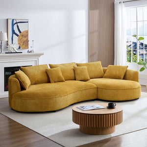 English Elm Oversized Boucle Cloud Sectional with Right Chaise Five Seat Curved Living Room Sofa W876S00321