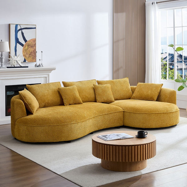 English Elm Oversized Boucle Cloud Sectional with Right Chaise Five Seat Curved Living Room Sofa W876S00321
