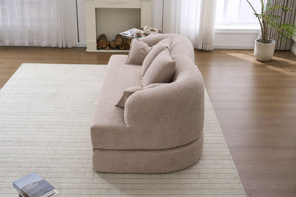 English Elm (old Sku W2231p392100) Chenille Sleeper Sofa Foldable Convertible Loveseat with Four Pillows Apricot W2231P466736