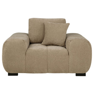 English Elm Plather Channel Tufted Accent Chair Wide Waterfall Arms Foam Seat Living Room Camel B062P447952
