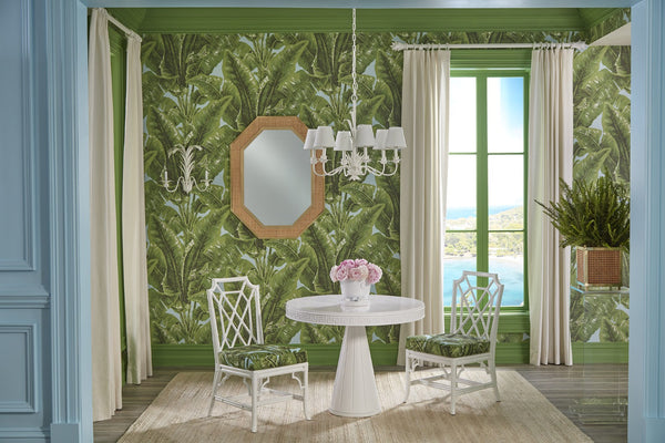 Wildwood Dunbar Elongated Octagonal Brass & Cane Mirror — Beveled Glass, Slim Vintage Profile For Entryway Elegance 193066
