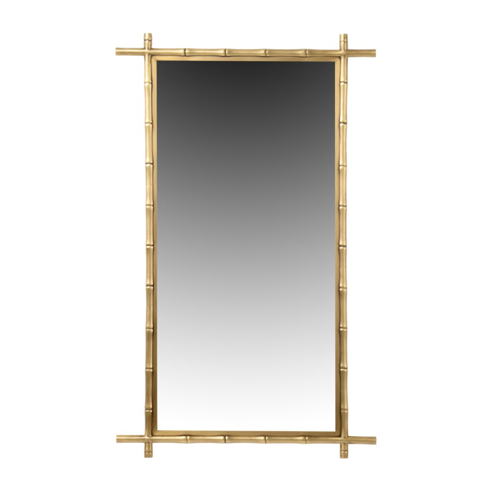 Wildwood Bamboo Rectangular Mirror With Brass Bamboo-Style Frame — Vintage Charm, Versatile Wall Accent 39X24 193067