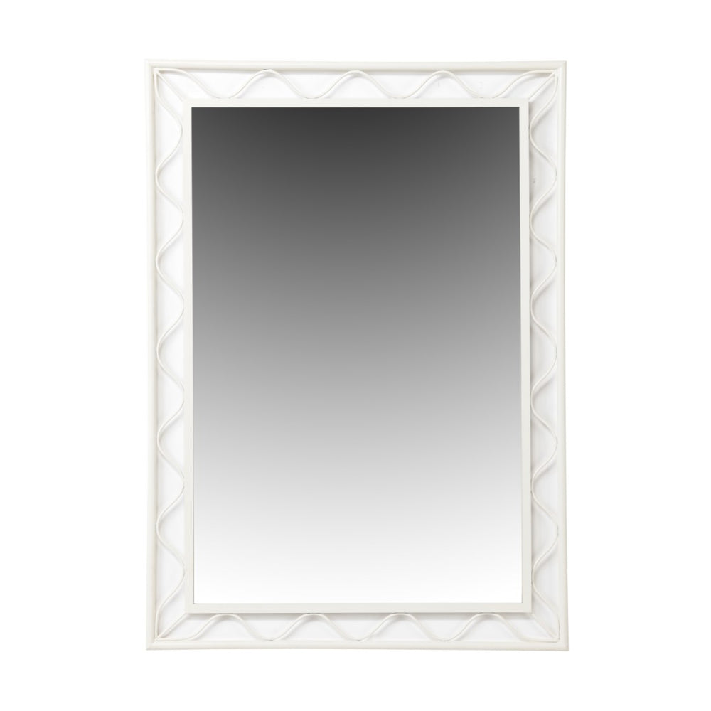 Wildwood Elkins White Wall Mirror 42X30" – Open-Frame Wavy Edge Design, Lightweight Modern Accent For Home Decor 193069