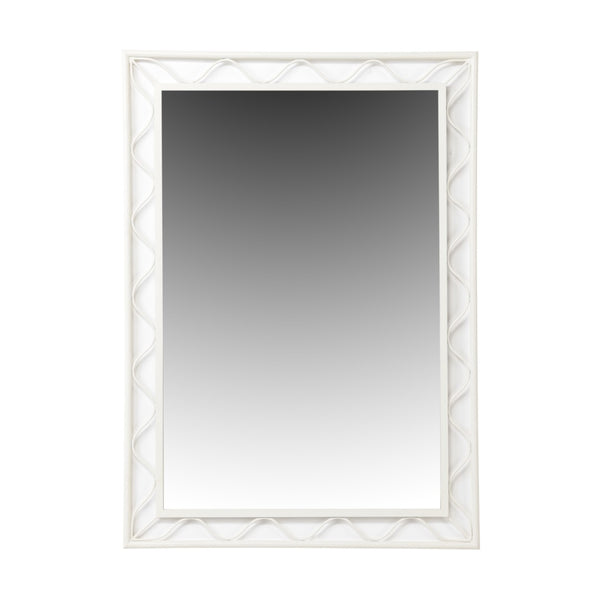 Wildwood Elkins White Wall Mirror 42X30" – Open-Frame Wavy Edge Design, Lightweight Modern Accent For Home Decor 193069