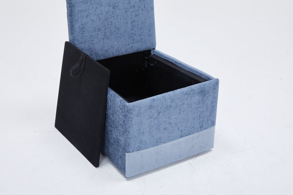 English Elm Linen Armless Dining Chair with Casters and Hidden Seat Storage, Smooth Mobility & Versatile Use Blue W2069P288876