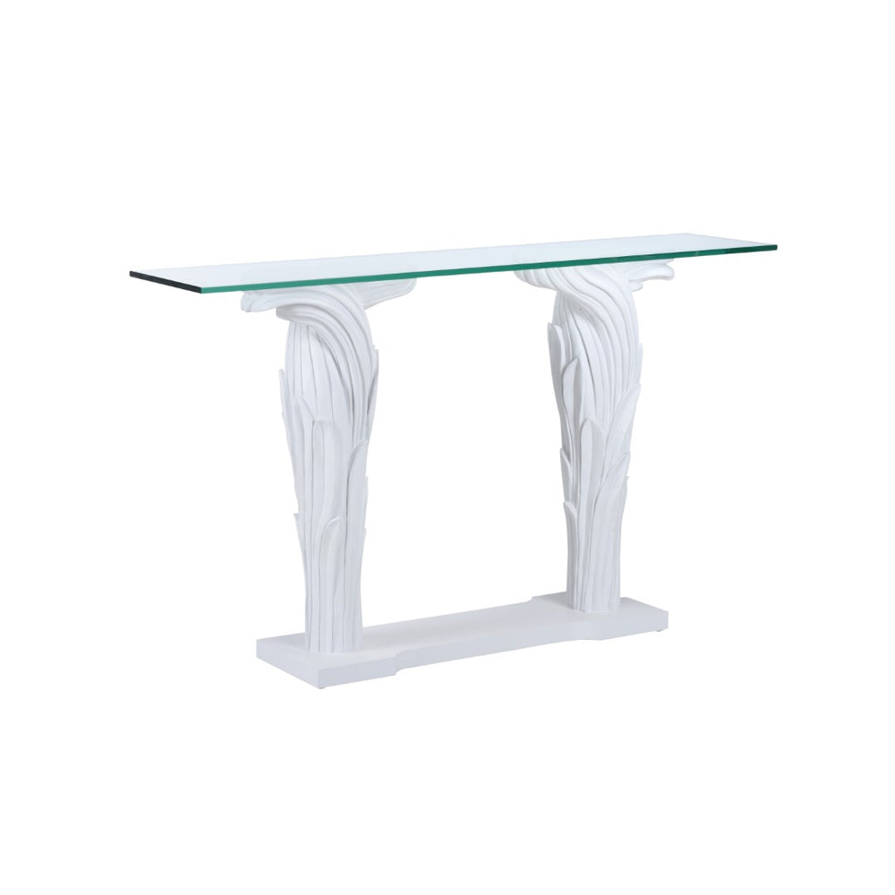 Wildwood Fontana Sculptural Console With Glass Top — Meg Braff Design For Wildwood, Slim 51"W Elegance 193071