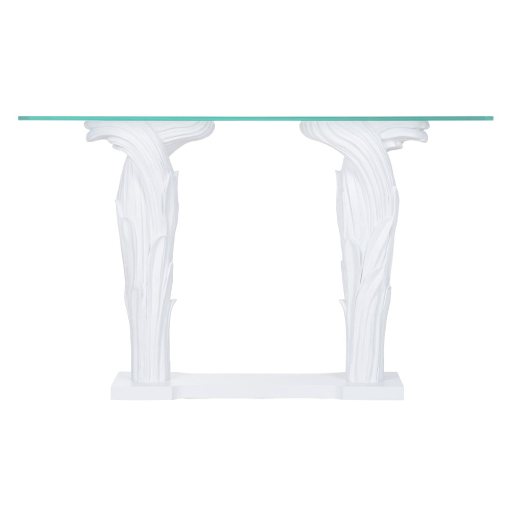 Wildwood Fontana Sculptural Console With Glass Top — Meg Braff Design For Wildwood, Slim 51"W Elegance 193071