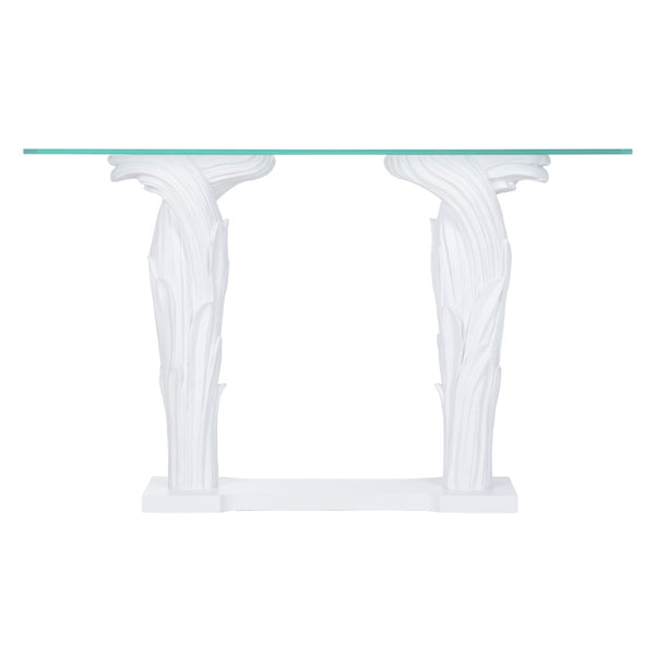 Wildwood Fontana Sculptural Console With Glass Top — Meg Braff Design For Wildwood, Slim 51"W Elegance 193071