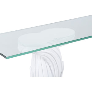 Wildwood Fontana Sculptural Console With Glass Top — Meg Braff Design For Wildwood, Slim 51"W Elegance 193071