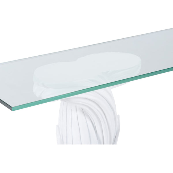 Wildwood Fontana Sculptural Console With Glass Top — Meg Braff Design For Wildwood, Slim 51"W Elegance 193071