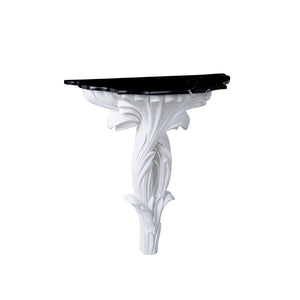 Wildwood Roche Sculptural Palm Console Table In White & Natural Black — Intricate Openwork Accent For Entryways 193072