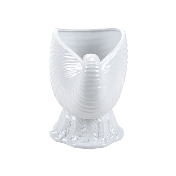 Wildwood Concha Nautilus Cachepot In Light Aqua Glaze—Sculptural Ceramic Planter & Decorative Centerpiece, 10"H White/Cream 193073