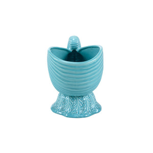 Wildwood Concha Nautilus Cachepot In Light Aqua Glaze—Sculptural Ceramic Planter & Decorative Centerpiece, 10"H Blue 193074