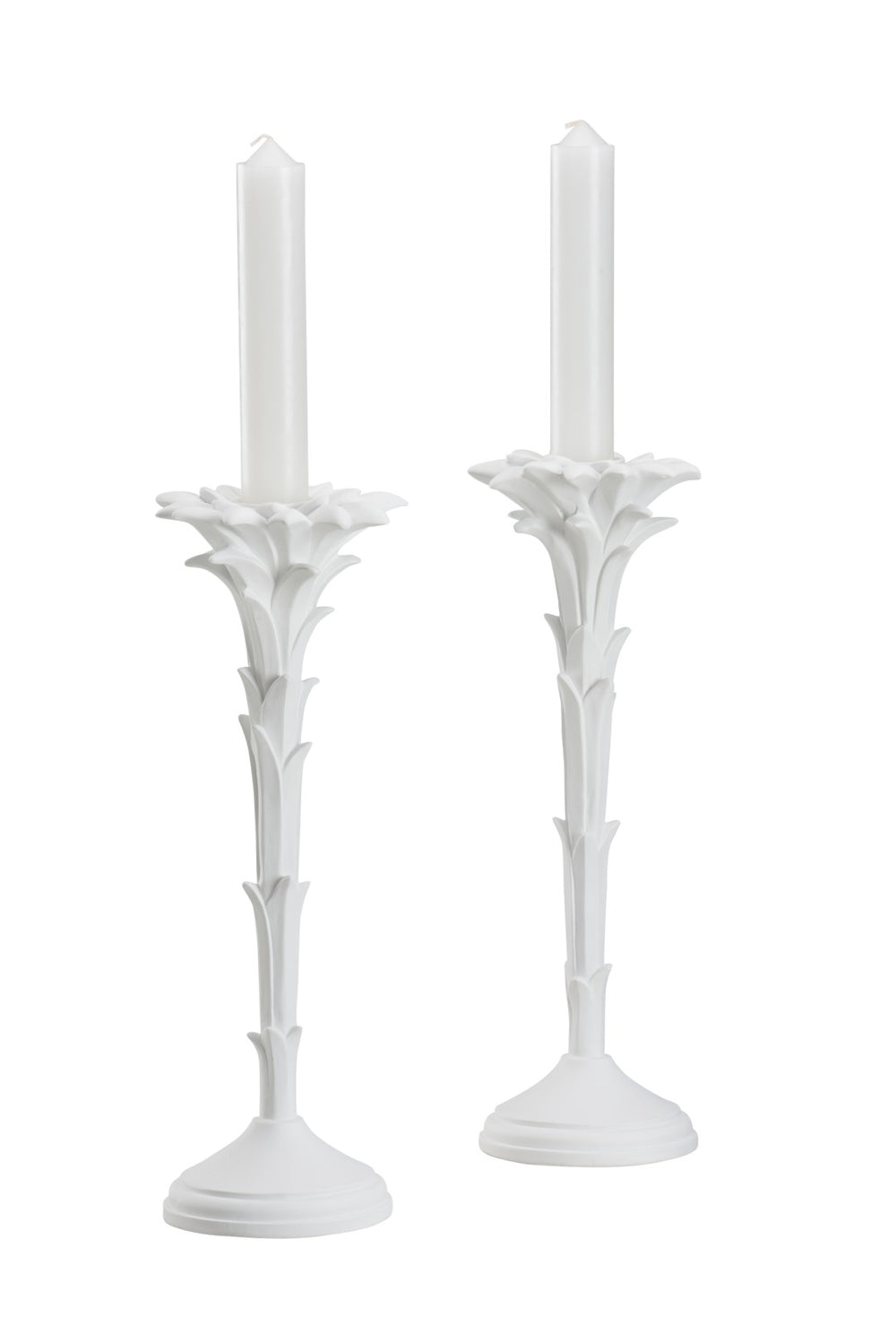 Wildwood Roche Handcrafted Pair Of White Composite Candlesticks By Meg Braff — Rococo-Inspired 16.5" Elegance 193077