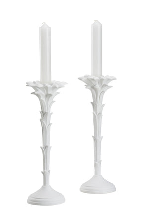Wildwood Roche Handcrafted Pair Of White Composite Candlesticks By Meg Braff — Rococo-Inspired 16.5" Elegance 193077