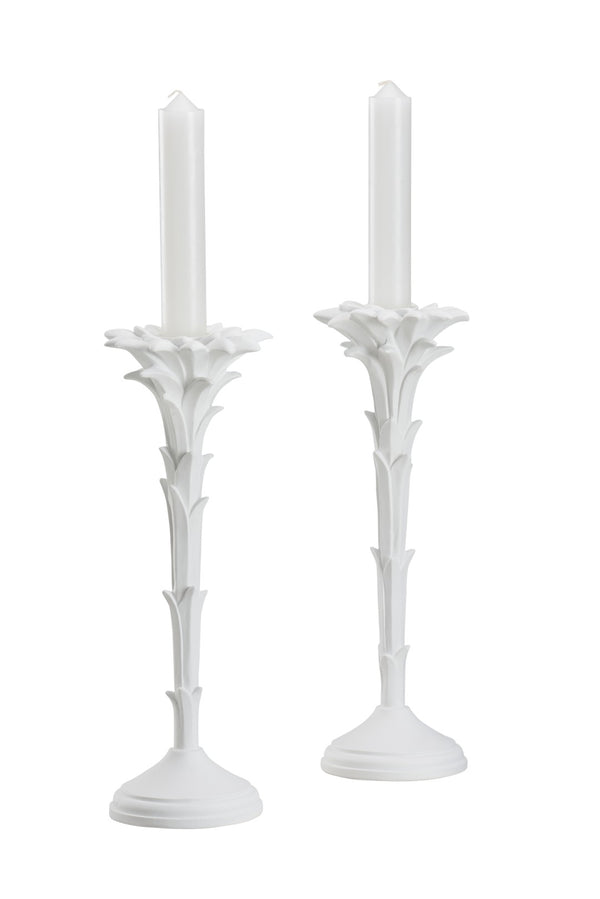 Wildwood Roche Handcrafted Pair Of White Composite Candlesticks By Meg Braff — Rococo-Inspired 16.5" Elegance 193077
