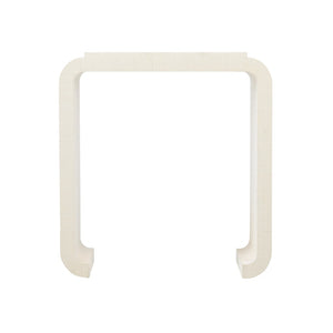 Wildwood Notched Grasscloth Waterfall Console Table — Petite 34.5"H Entryway Accent With Notched Raised Top, Textured Cream Finish 193078