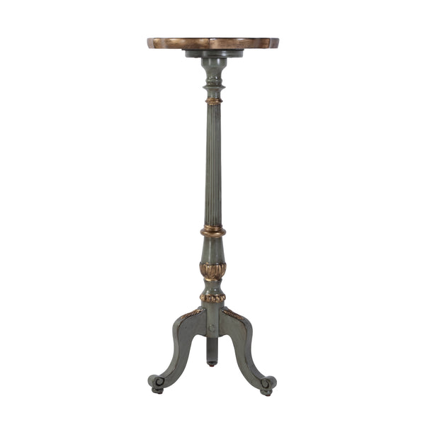 Butler Specialty Company Chatsworth Elegant Round Wood Plant Stand With Vintage Oak Top & Cabriol Legs Pastel Green Poplar Hardwood,Mdf,Oak Or Cherry Veneer 1931482-butler