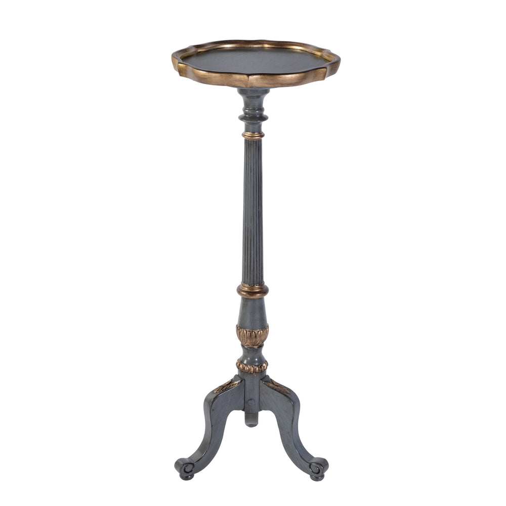 Butler Specialty Company Chatsworth Elegant Round Wood Plant Stand With Vintage Oak Top & Cabriol Legs Pastel Blue Poplar Hardwood,Mdf,Oak Or Cherry Veneer 1931483-butler