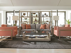Lexington Center Stage Rectangular Cocktail Table - Sophisticated Contemporary Design With Glass Top & Metal Accents Shadow Mist  725-945