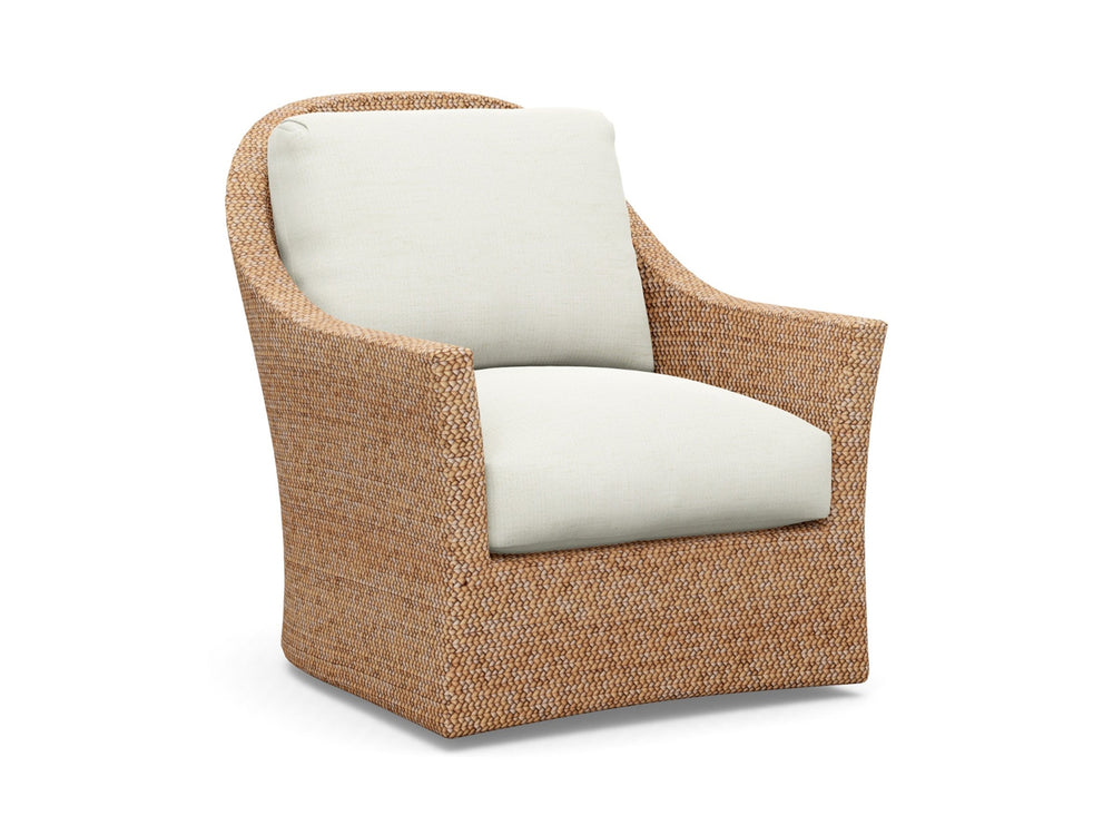 Lexington Soren Swivel Accent Chair Mid-century Upholstered Down Cushions Living Room Lounge Seat White/Ivory 1934-11SW-43