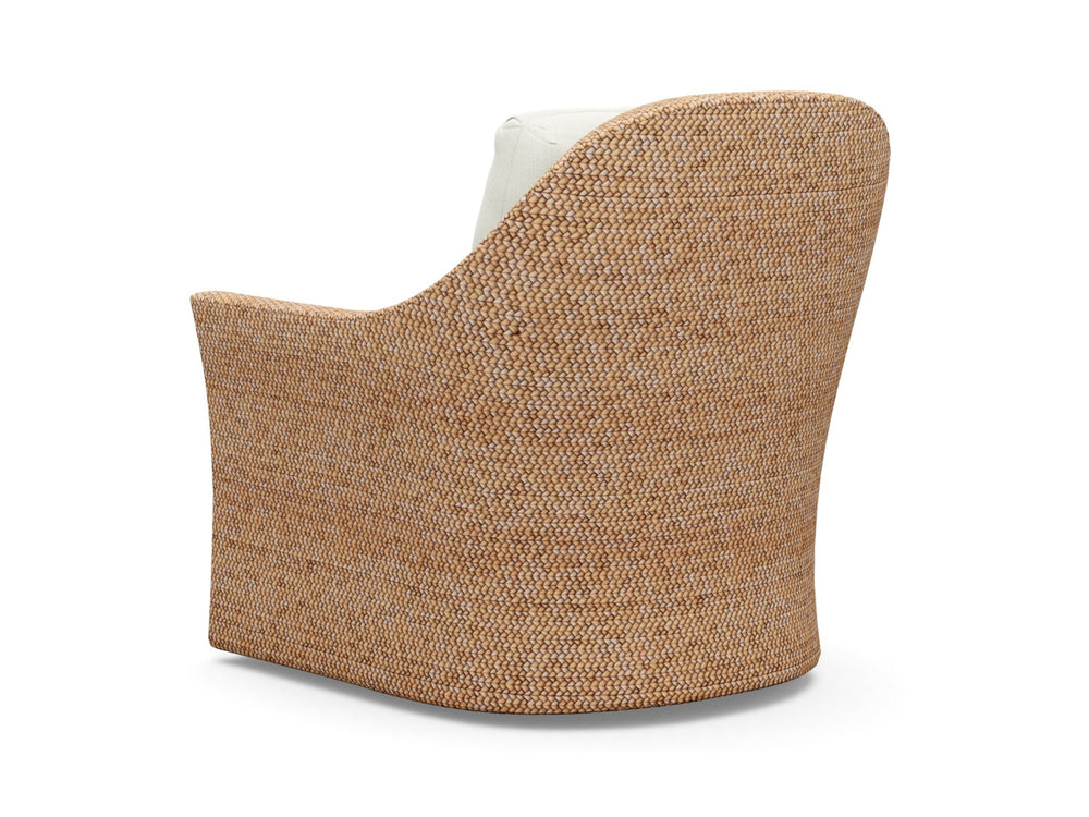 Lexington Soren Swivel Accent Chair Mid-century Upholstered Down Cushions Living Room Lounge Seat White/Ivory 1934-11SW-43