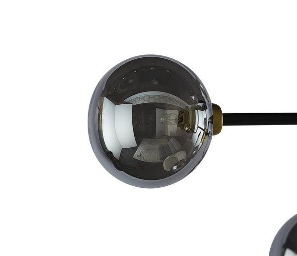 Sunpan Deimos Chandelier - Modern Ceiling Light with Smoke Grey Glass and Black Iron, Perfect for Any Space Small - 31W x 31D x 49H