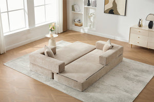 English Elm UNITED Folding Sofa Bed with Removable Cover Zipper, Chenille Memory Foam Sleeper for Small Spaces khaki W1568P293804