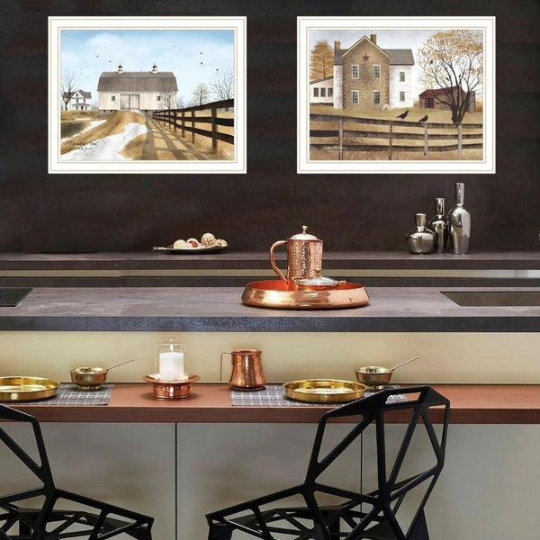 English Elm Trendy Decor 4u Billy Jacobs Farmhouse Barn Two Piece White Framed Print Set B067P254078