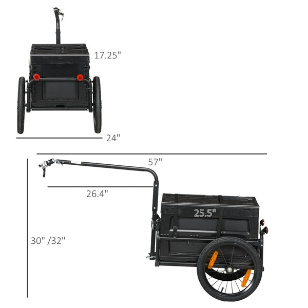 English Elm Aosom Folding Bike Cargo Trailer with Removable Box Quick Release Pneumatic Wheels W2225P200591