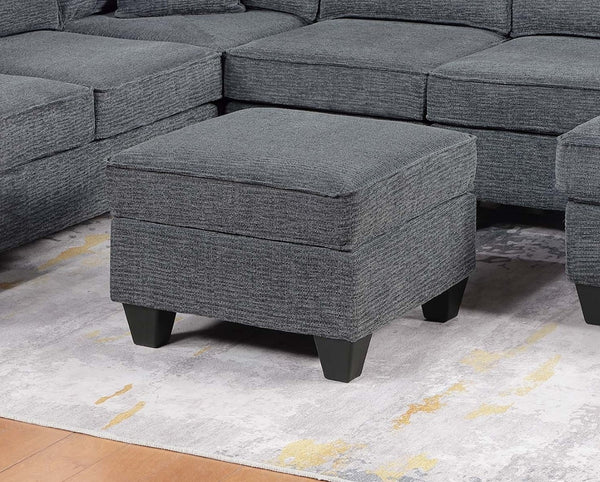 English Elm Contemporary Chenille U-shape Sectional with Usb Charging Chaise and Ottoman Included Gray,Slate B011S02188