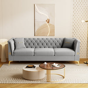 English Elm Fx-P83-Lg4 Compact Mid-Century Modern Sofa With Soft Faux Sherpa & Gold Accents For Luxury Comfort W576S00223