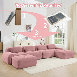 English Elm U-shaped Modular Sectional Corduroy Sofa with Ergonomic Armrests for Living Rooms W714S01412