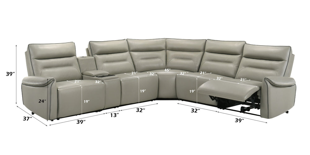 English Elm Jayke Top Grain Leather Match Power Motion Sectional Sofa with 4D Speakers, Lights, Cooler & Chargers B2726S00536