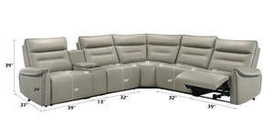 English Elm Jayke Top Grain Leather Match Power Motion Sectional Sofa with 4D Speakers, Lights, Cooler & Chargers B2726S00536