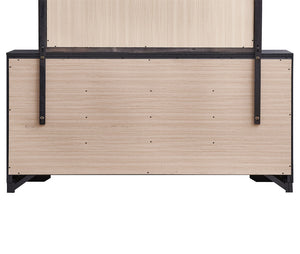 English Elm Liverpool King Bed with Bevel Panel Headboard, Matte Finish, Brushed Steel Accents & Storage Drawers Black 42 L x 62 W x 19 H B078P285485