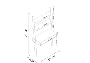 Manhattan Comfort Cooper Mid-Century Modern Ladder Desk White 193AMC6