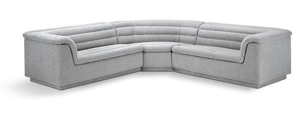 Cascade Grey Boucle Fabric Modular Sectional 193Grey-Sectional Meridian Furniture