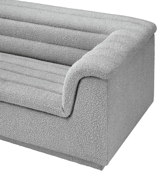 Cascade Grey Boucle Fabric Modular Sectional 193Grey-Sectional Meridian Furniture